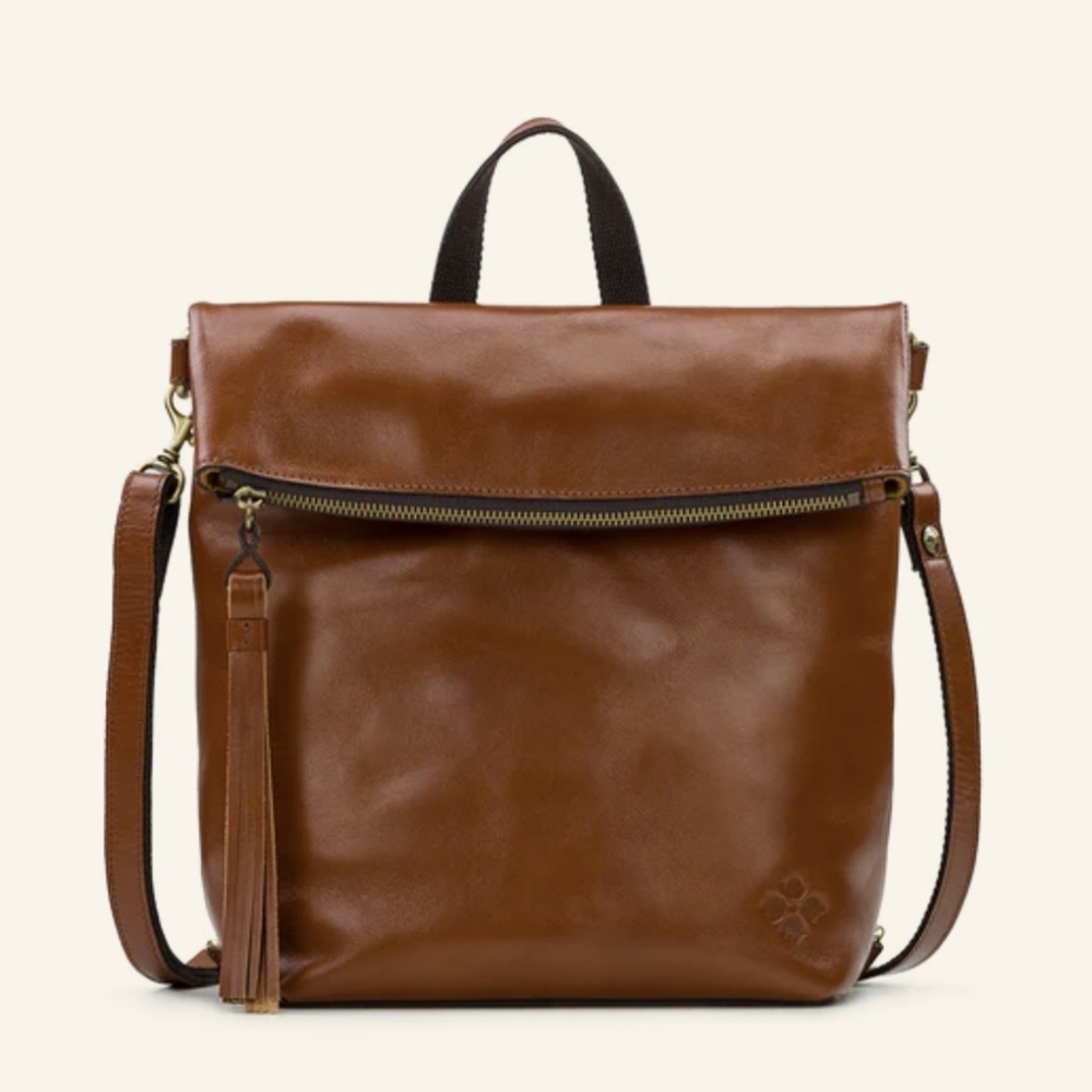 Patricia Nash Chestnut Brown Leather Convertible Backpack Crossbody
